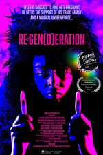 Tyler, a young black trans man, stares at stares at the pregnancy tests he holds in each hand. The camera tightly frames Tyler's face, with pink and blue coloured lights washing over him.